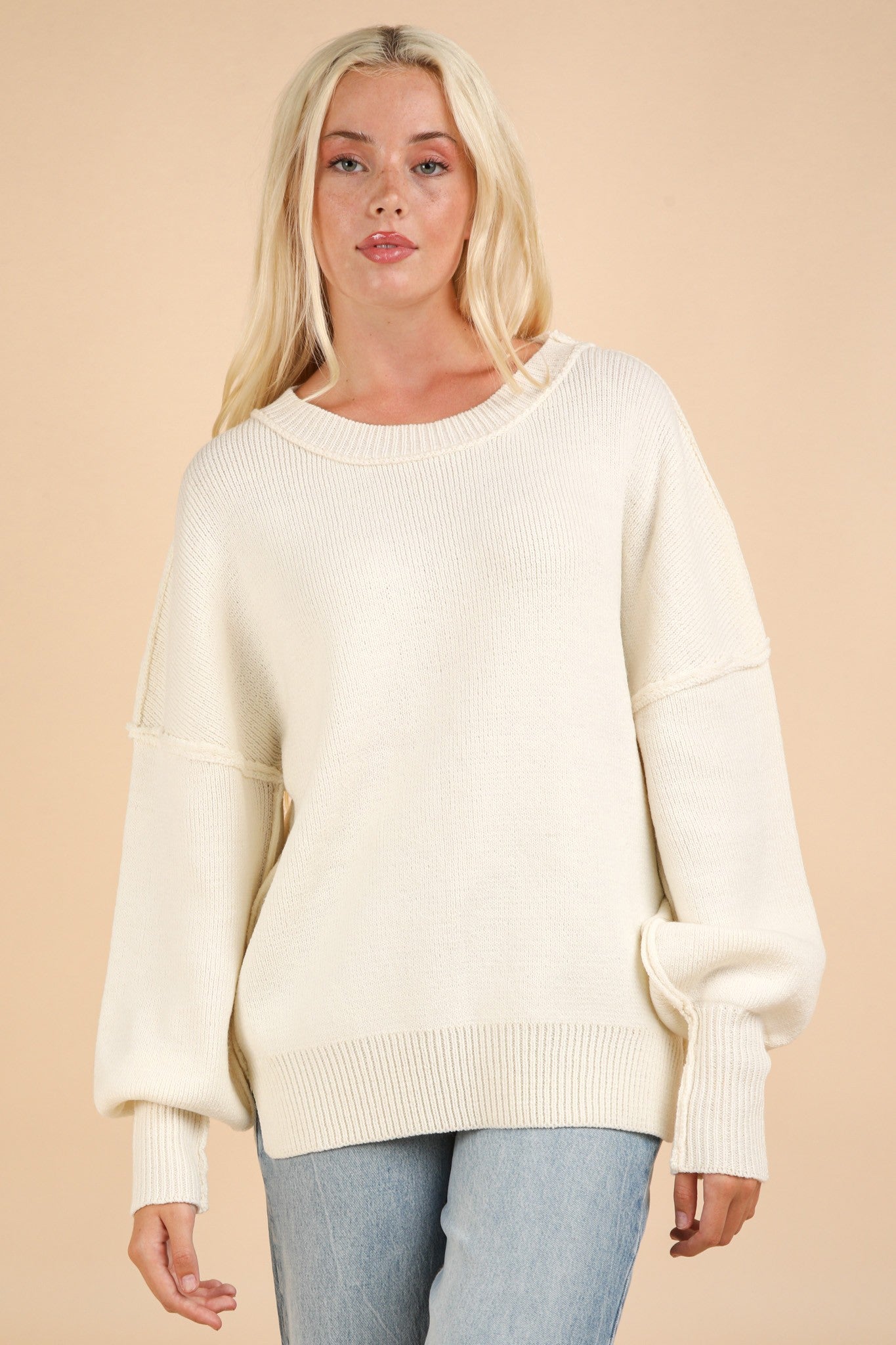 Oversized Solid Ivory Sweater