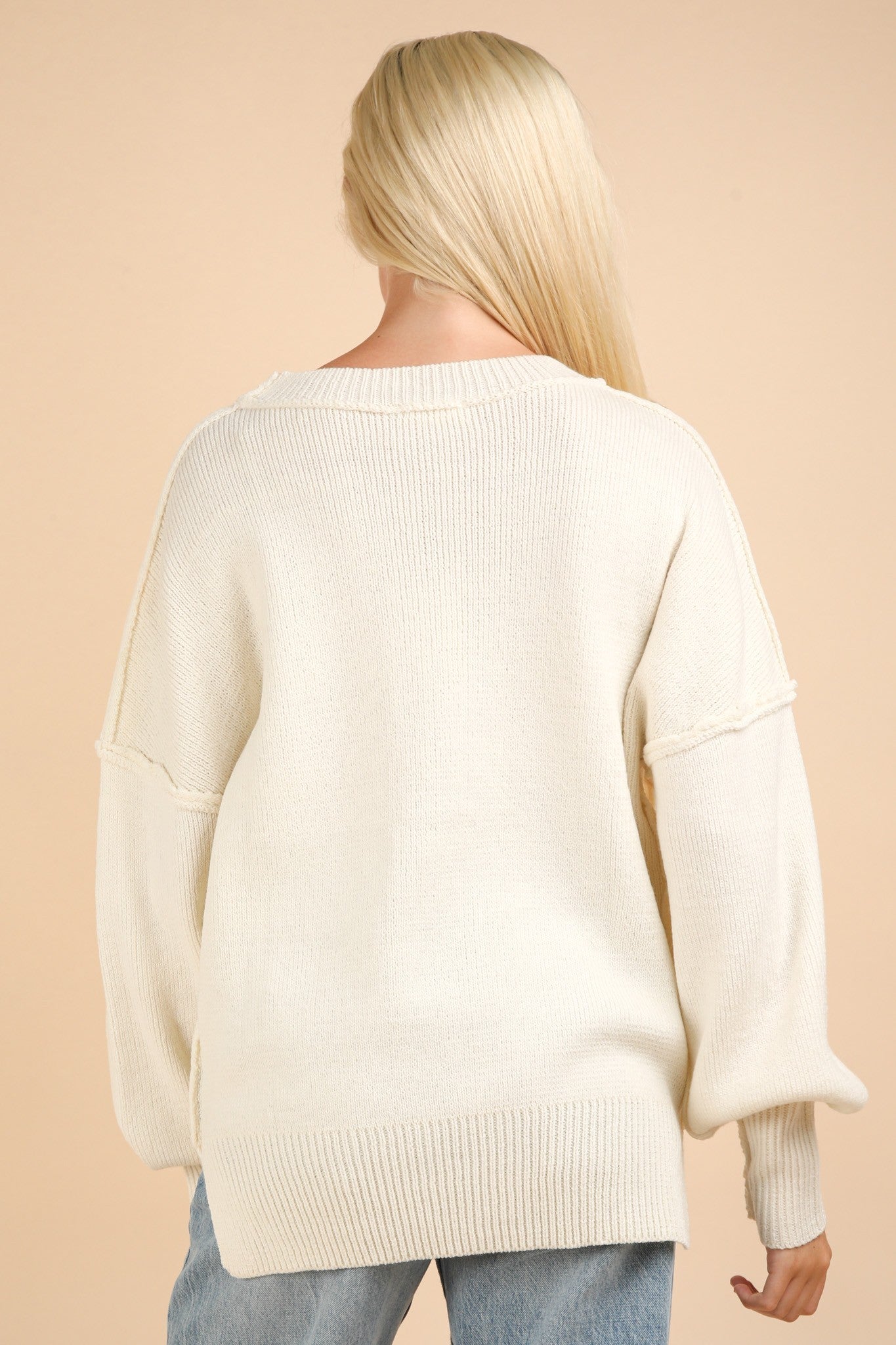 Oversized Solid Ivory Sweater