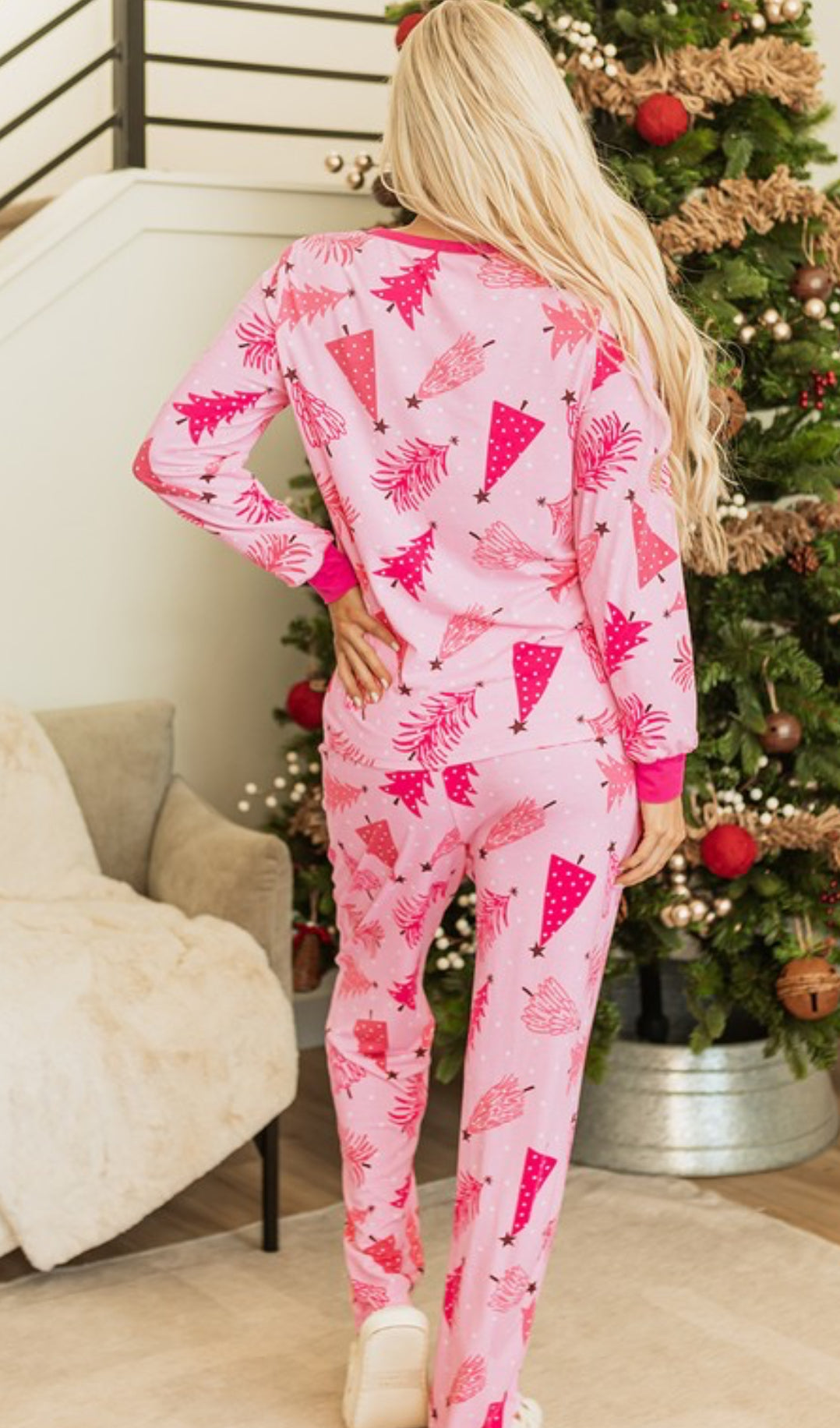 Pink Christmas Tree Pajamas